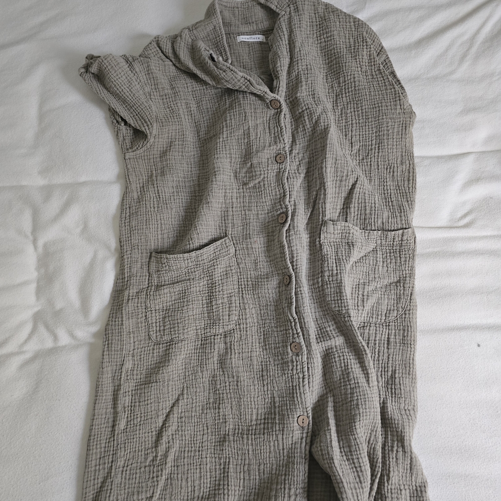 Casual Tan Button-Up Dress